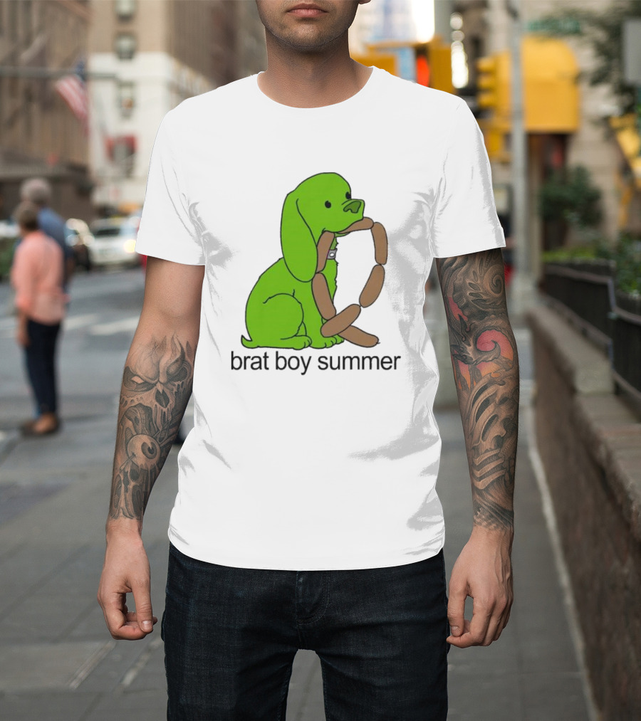 Brat Boy Summer Green Dog Sausage Chain T-Shirt