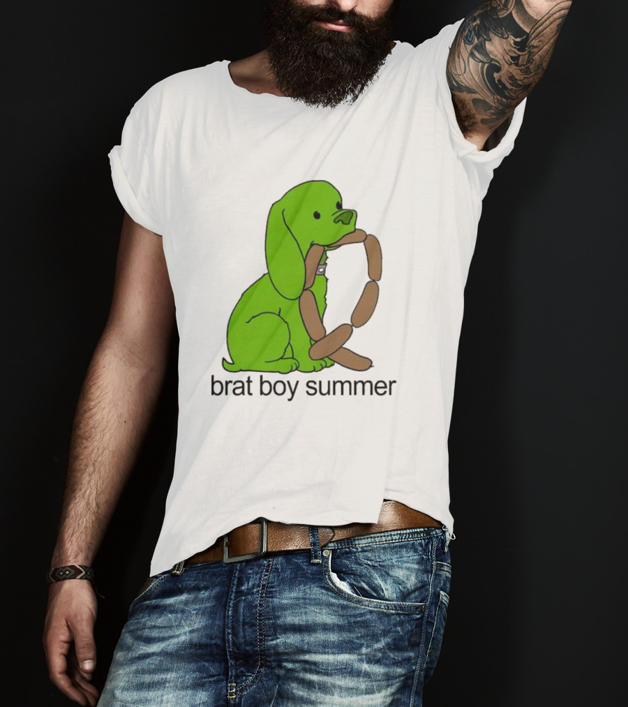 Brat Boy Summer Green Dog Sausage Chain T-Shirt