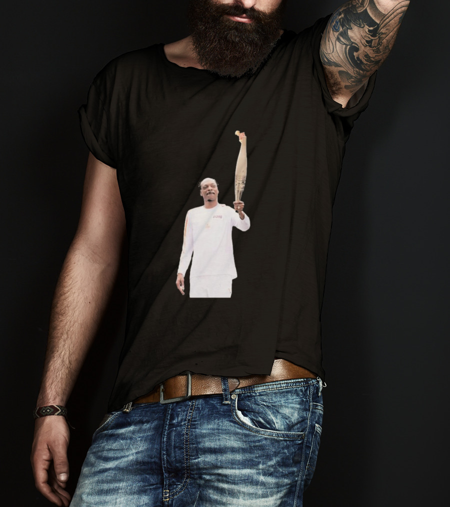 Snoop Dogg Carries Olympic Torch In Iconic White Attire T-Shirt