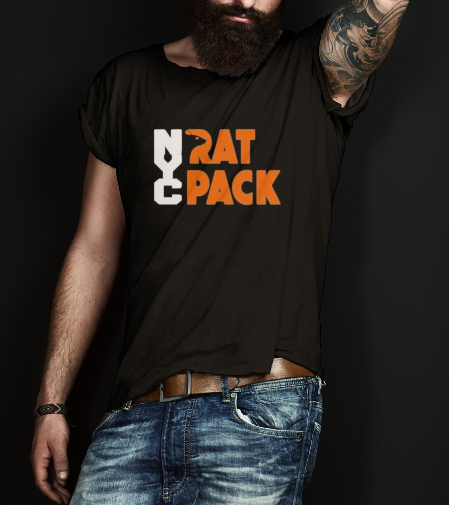 NYC Rat Pack Baseball Rat Typography T-Shirt