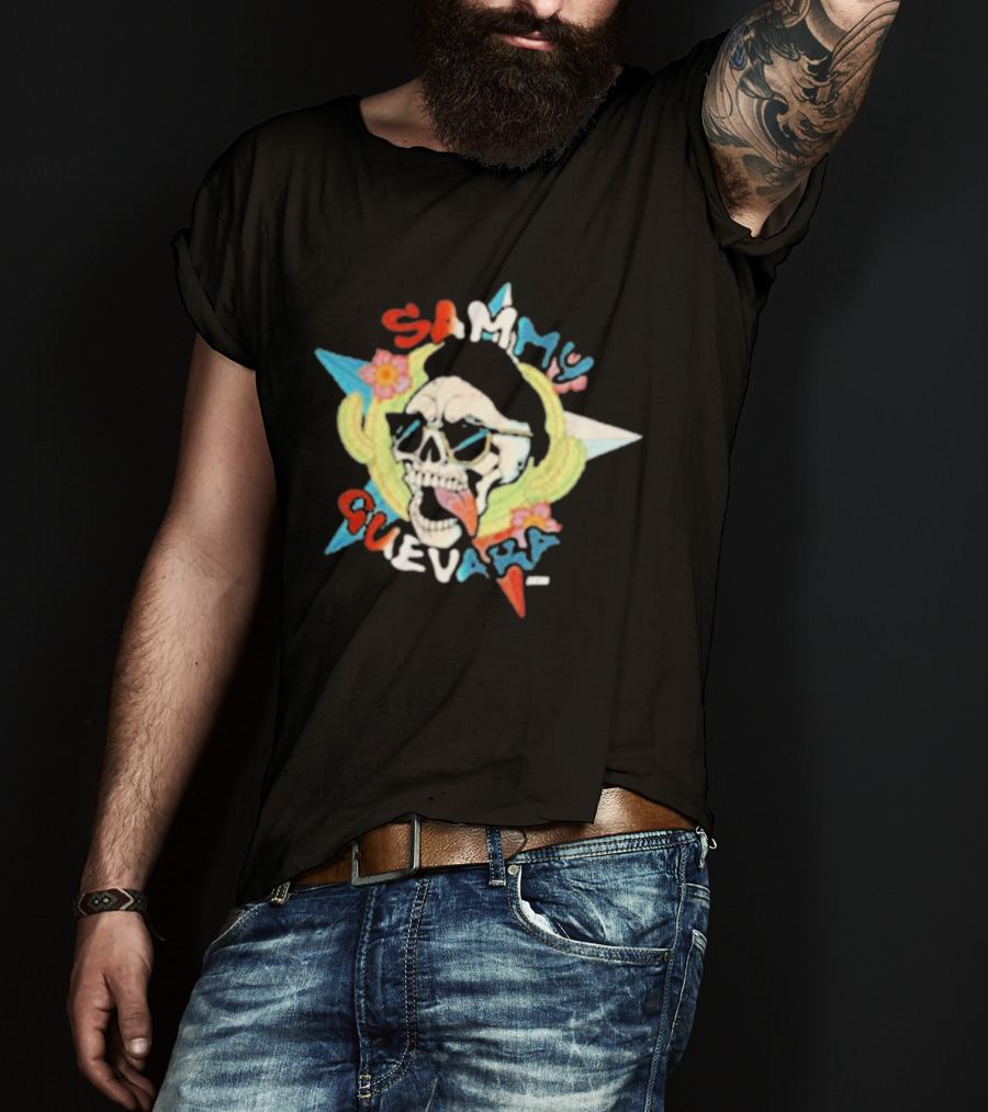 Sammy Guevara Skull With Sunglasses And Colorful Star T-Shirt