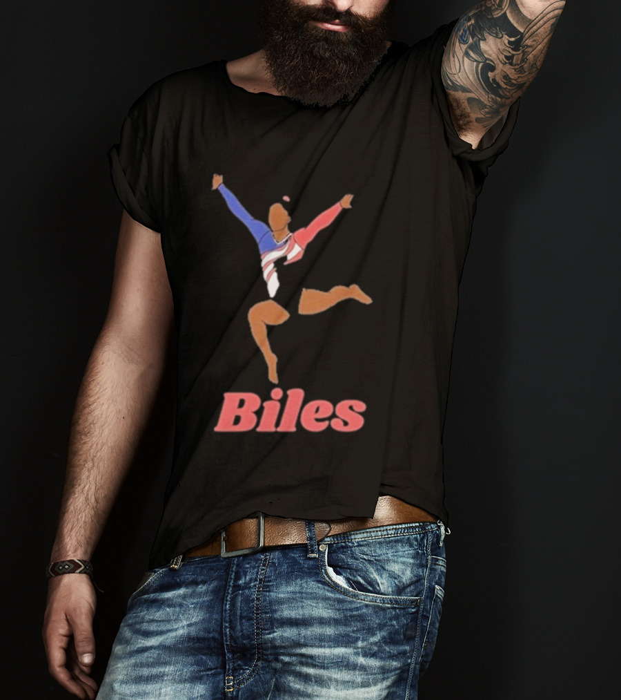 Biles Gymnastics Athlete In Flag Colors T-Shirt
