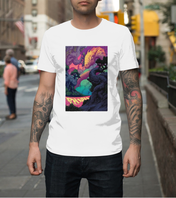 Shirt: Phish Tour Noblesville Vibrant Dragon Nature Scene T-Shirt Phish Tour Noblesville Vibrant Dragon Nature Scene T-Shirt