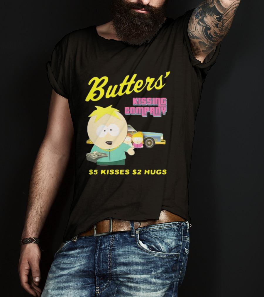 Butters' Kissing Company $5 Kisses $2 Hugs South Park Character T-Shirt
