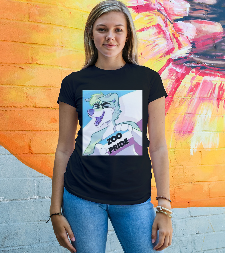Zoo Pride Furry Character Holding Flag T-Shirt