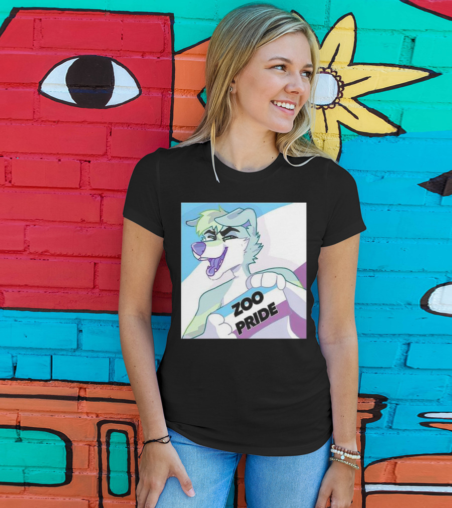 Zoo Pride Furry Character Holding Flag T-Shirt