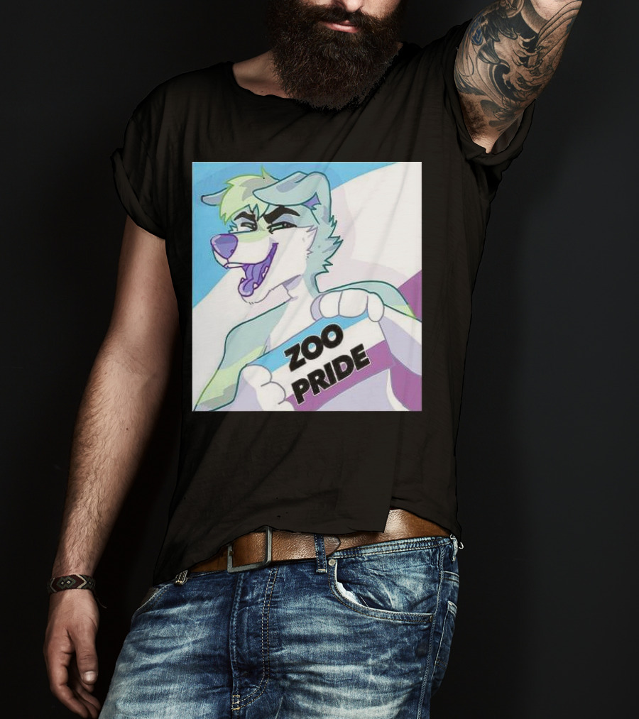 Zoo Pride Furry Character Holding Flag T-Shirt