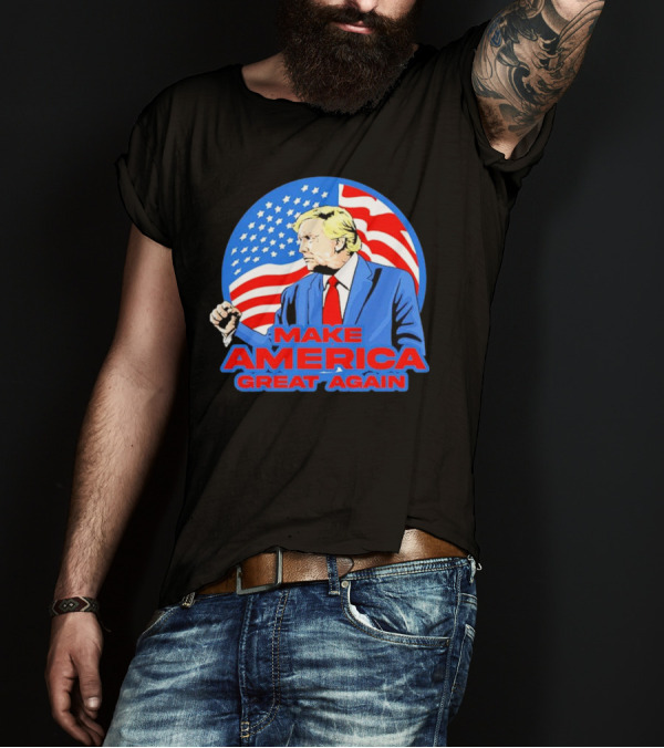 Make America Great Again Trump With American Flag T-Shirt