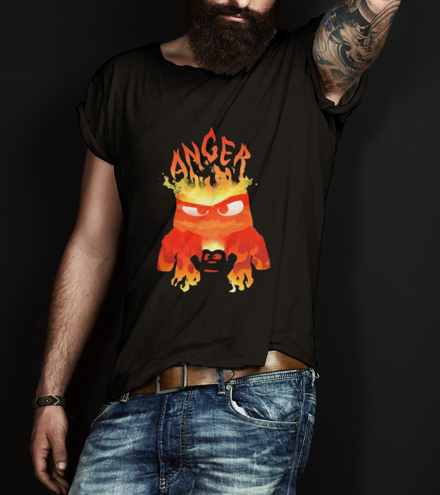 Anger Fire Inside Out Movie Character With Flaming T-Shirt