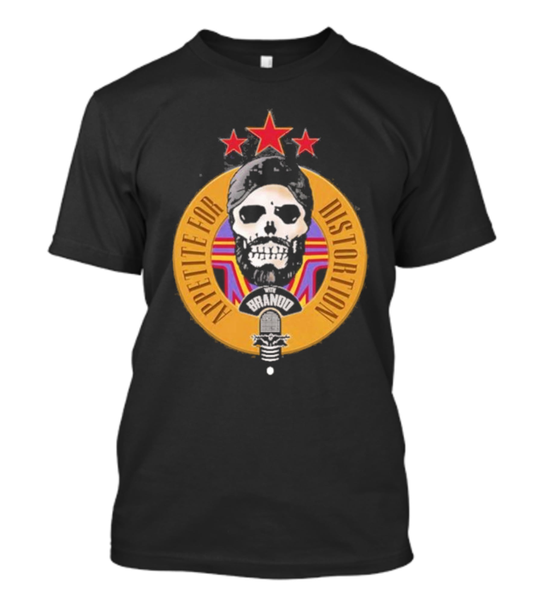 Appetite For Distortion Podcast Brando Skull And Microphone T-Shirt
