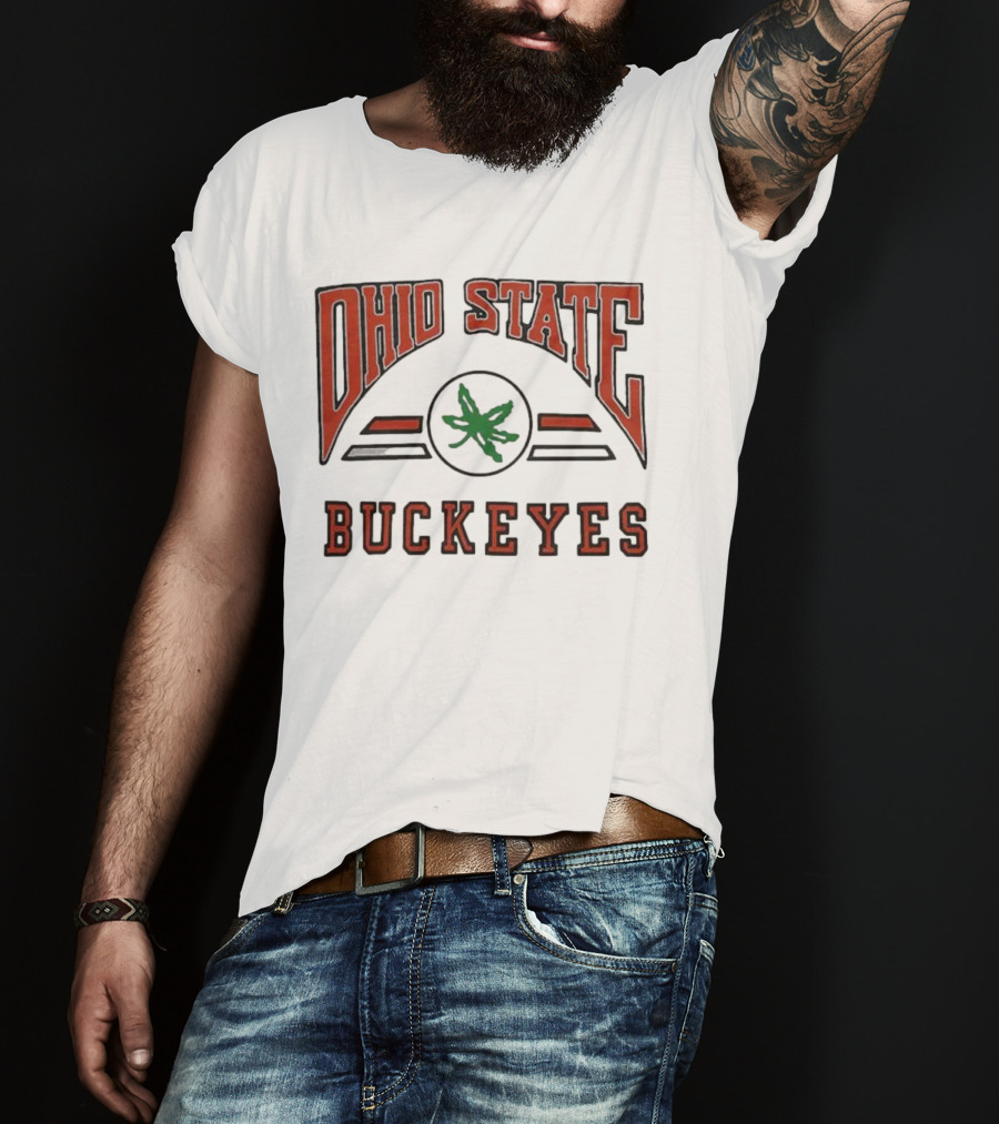 Ohio State Buckeyes Arch With Green Leaf T-Shirt