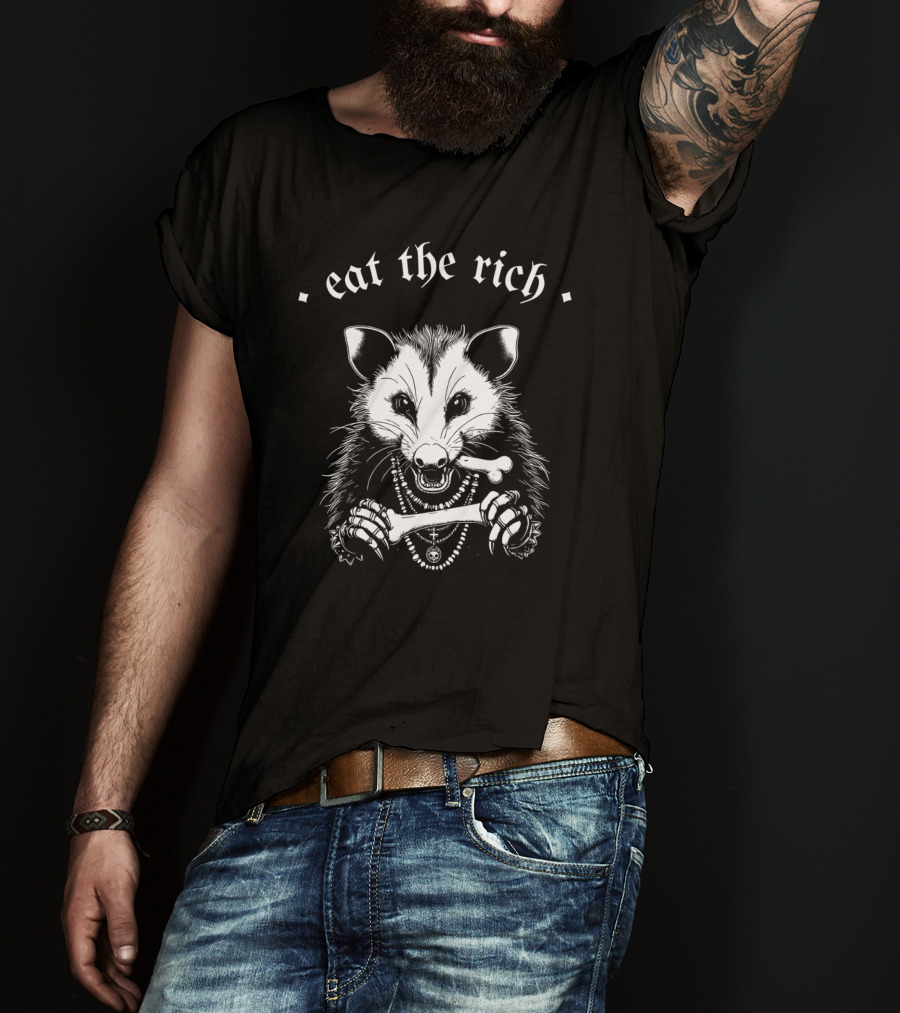 Punk With A Camera Eat The Rich Possum Anti-Fascist Merch T-Shirt