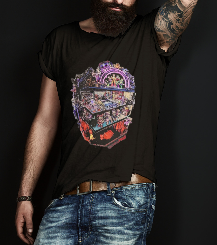 Walkapedia Ultrashield Race Products Colorful Cartoon Characters Scene T-Shirt