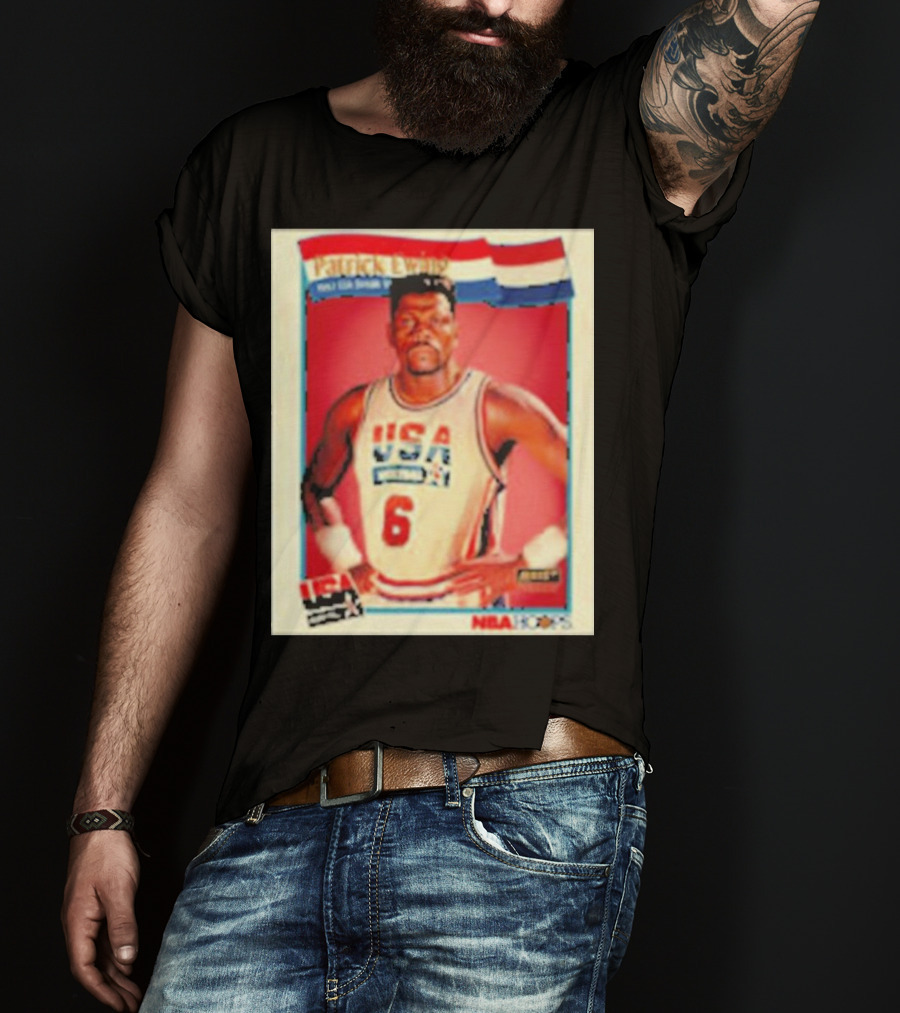 Patrick Ewing USA Basketball Dream Team 1992 NBA Hoops USA Olympic Team नंबर 6 T-Shirt