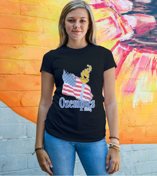 Emotionalclub Store Ozempics 2024 USA Flag Torch T-Shirt