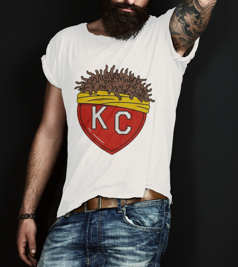 KC Franchise Heart Emblem With Brown Hair And Yellow Band T-Shirt