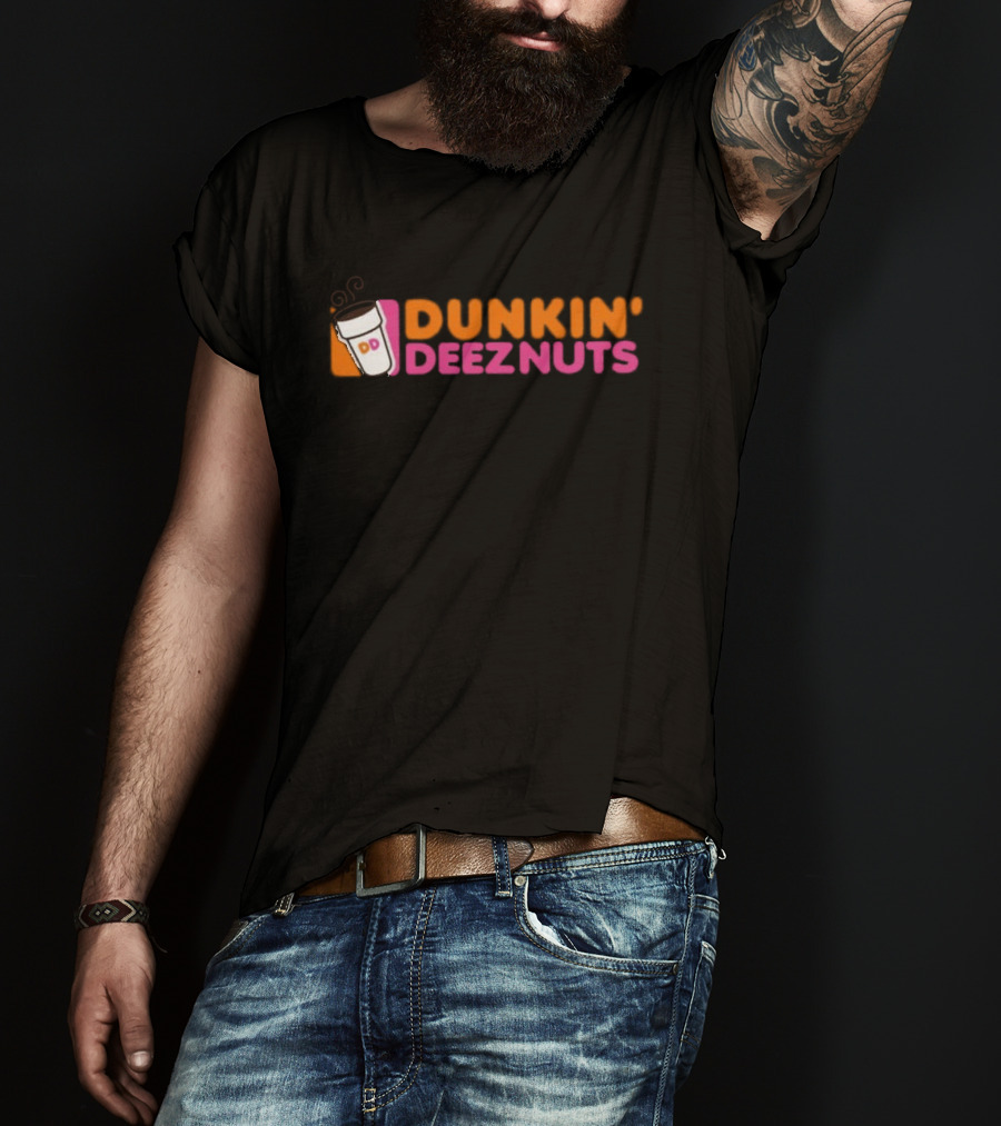 Dunkin Deeznuts Coffee Cup Logo Mockup T-Shirt