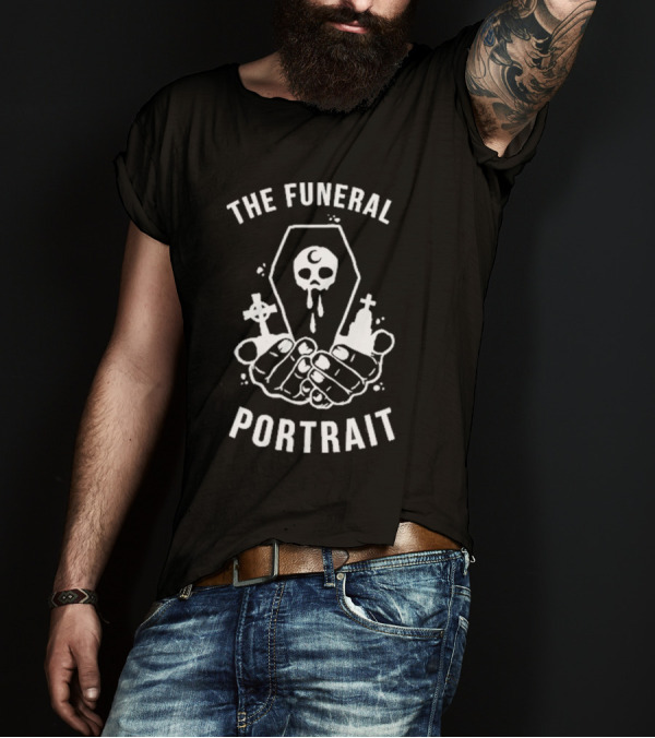 The Funeral Portrait Skull Coffin Hands Cross Black T-Shirt