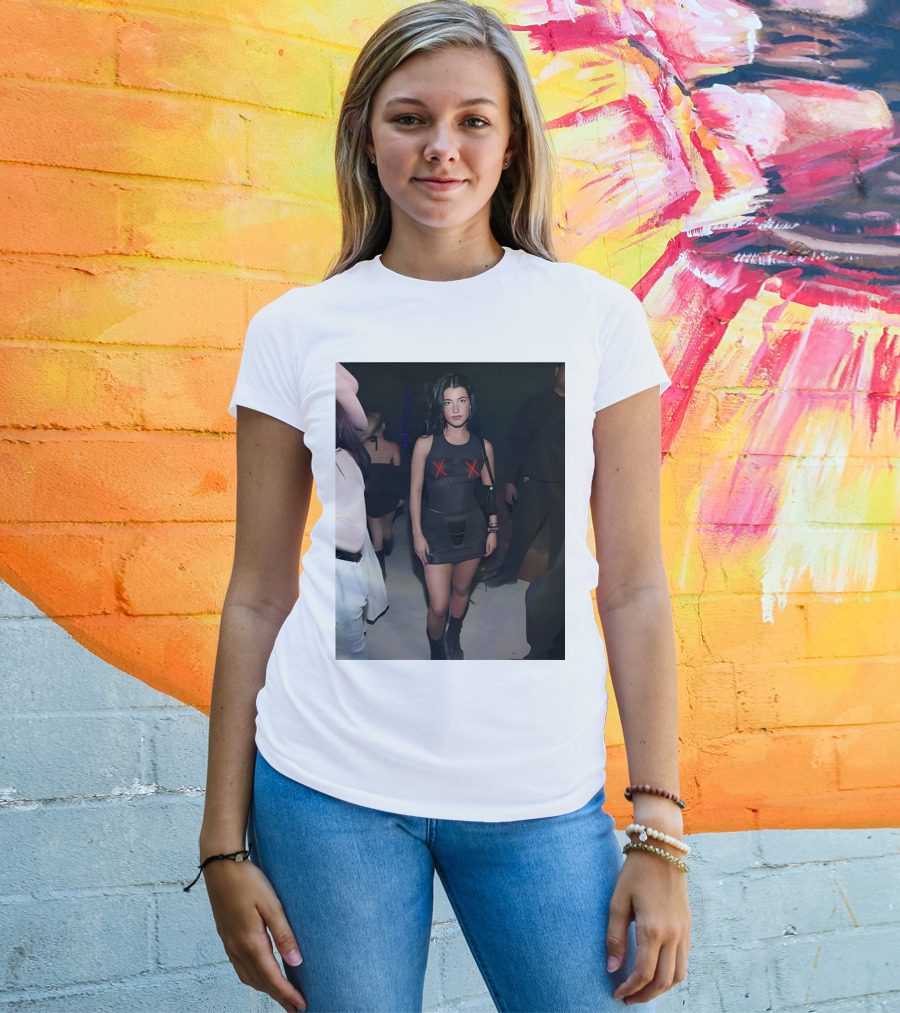 Charli D’Amelio Black Mesh Dress With Red X Details T-Shirt