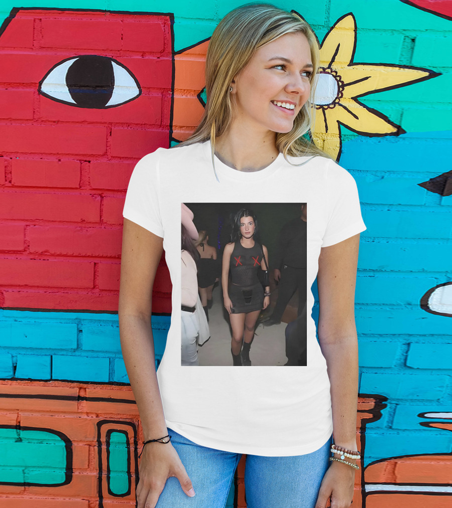 Charli D’Amelio Black Mesh Dress With Red X Details T-Shirt