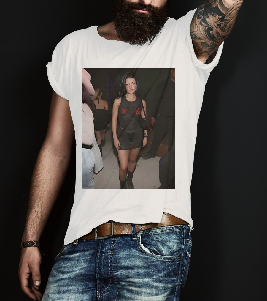 Charli D’Amelio Black Mesh Dress With Red X Details T-Shirt
