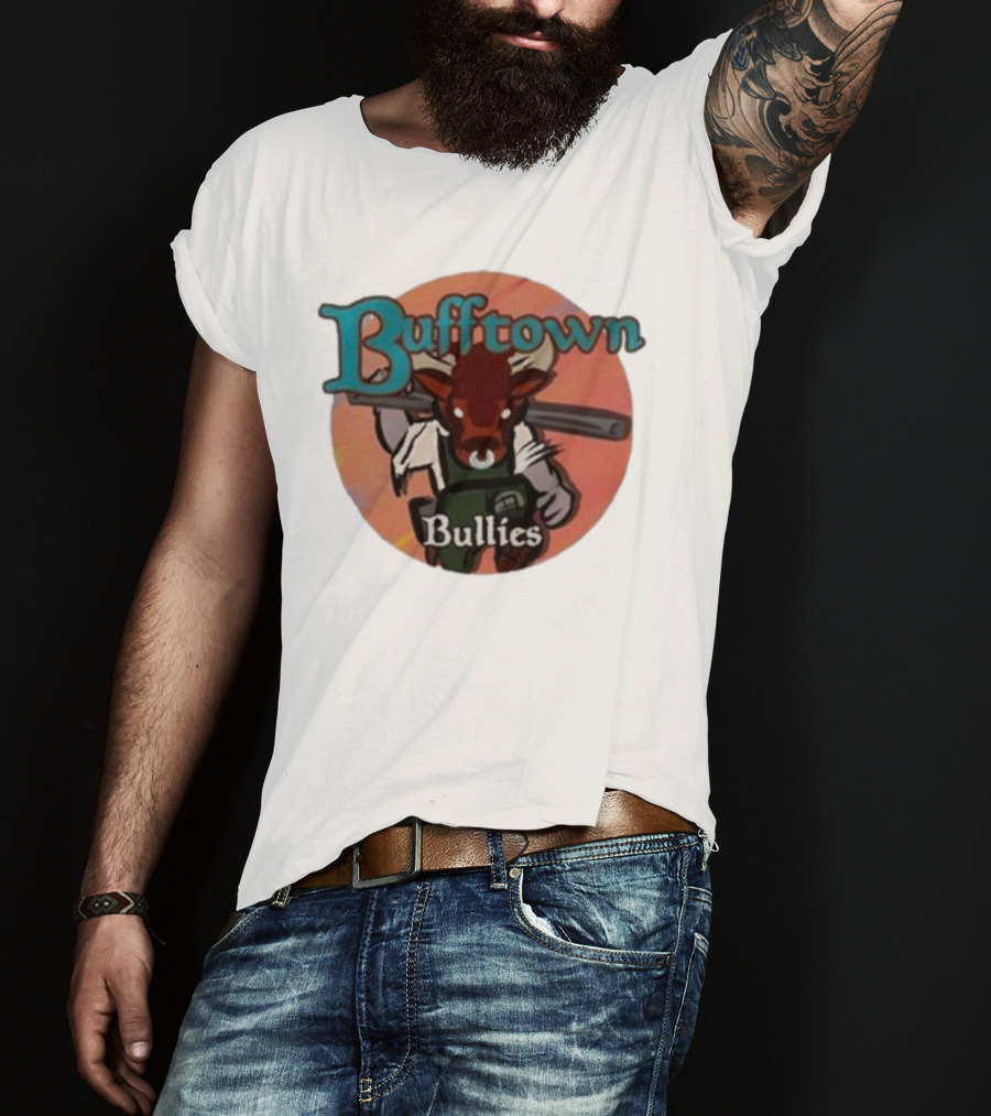 Bufftown Bullies Bull Character Holding Bat T-Shirt