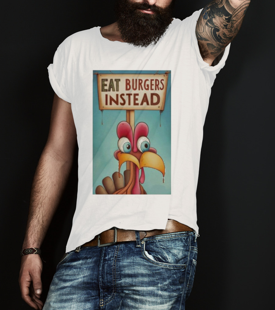 Eat Burgers Instead Funny Turkey Cartoon T-Shirt