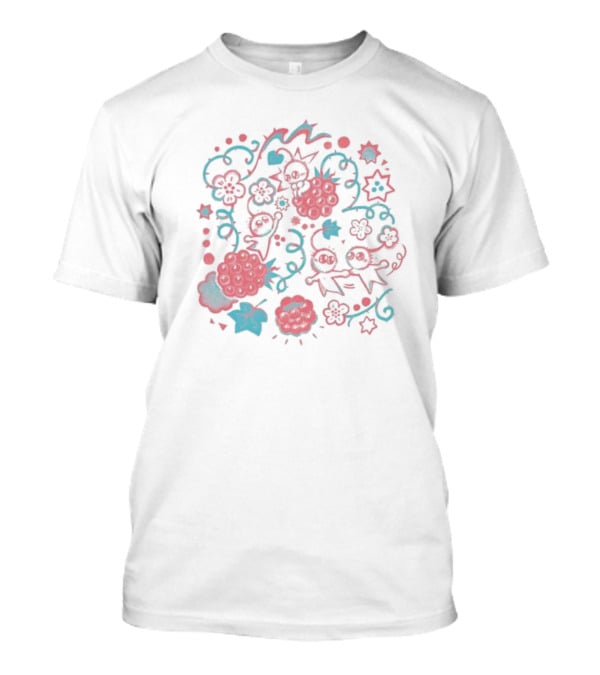 Fresh Picked Raspberries Fun Whimsical Floral And Starry Delight T-Shirt