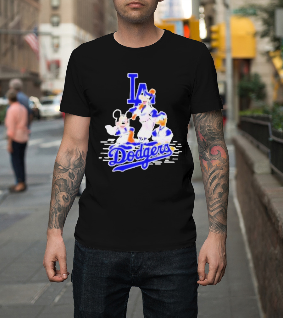 LA Dodgers Mickey and Friends Disney Baseball T-Shirt