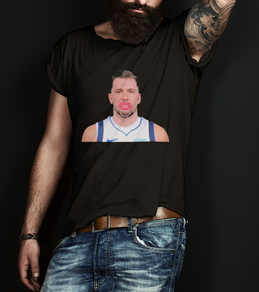 Luka Dončić Pacifier Parody Blue Jersey T-Shirt