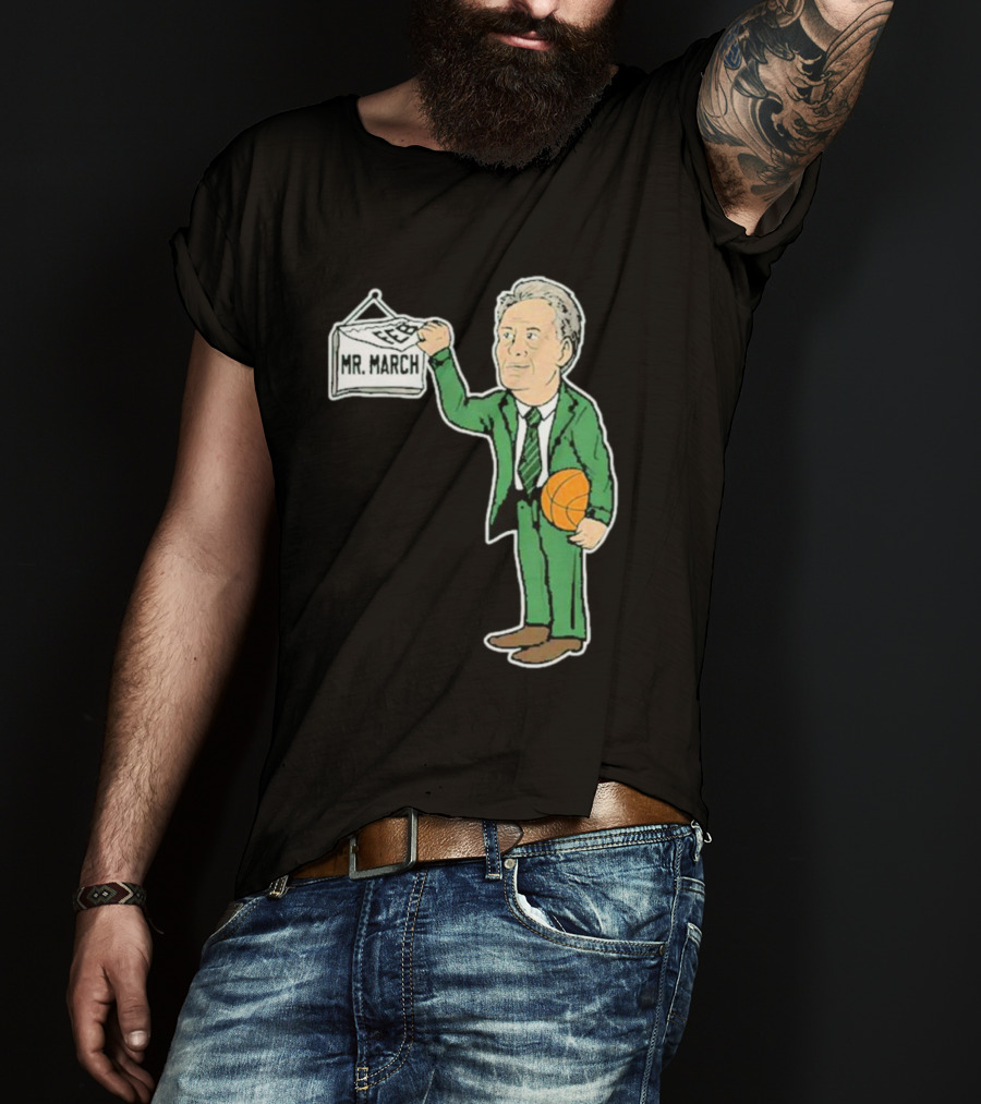 Mr. March Basketball Coach With Calendar In Green Suit Holding Basketball T-Shirt