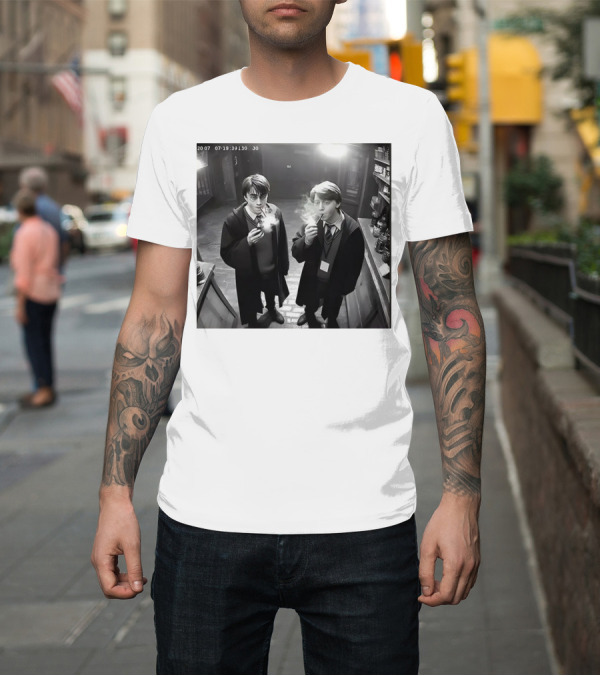 Shirt: Harry And Ron Smoking Hogwarts CCTV Aesthetic T-Shirt Harry And Ron Smoking Hogwarts CCTV Aesthetic T-Shirt