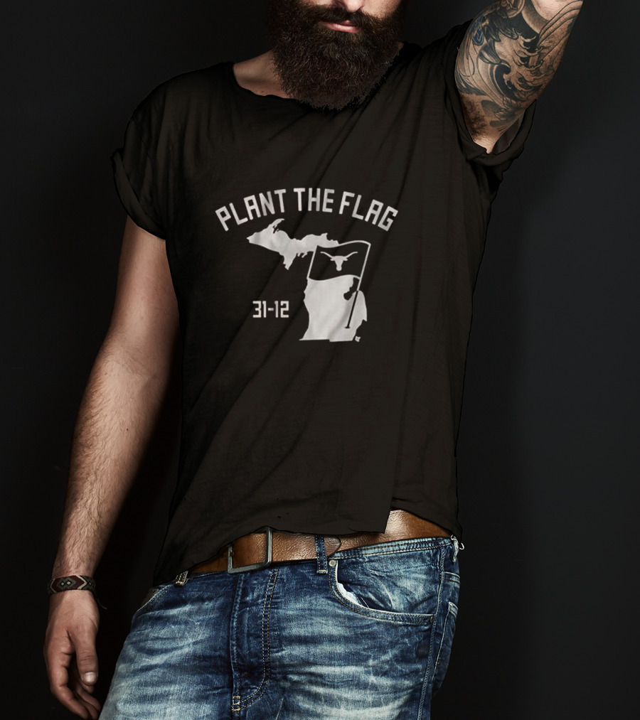 Plant The Flag 31-12 Texas Longhorns Outline T-Shirt