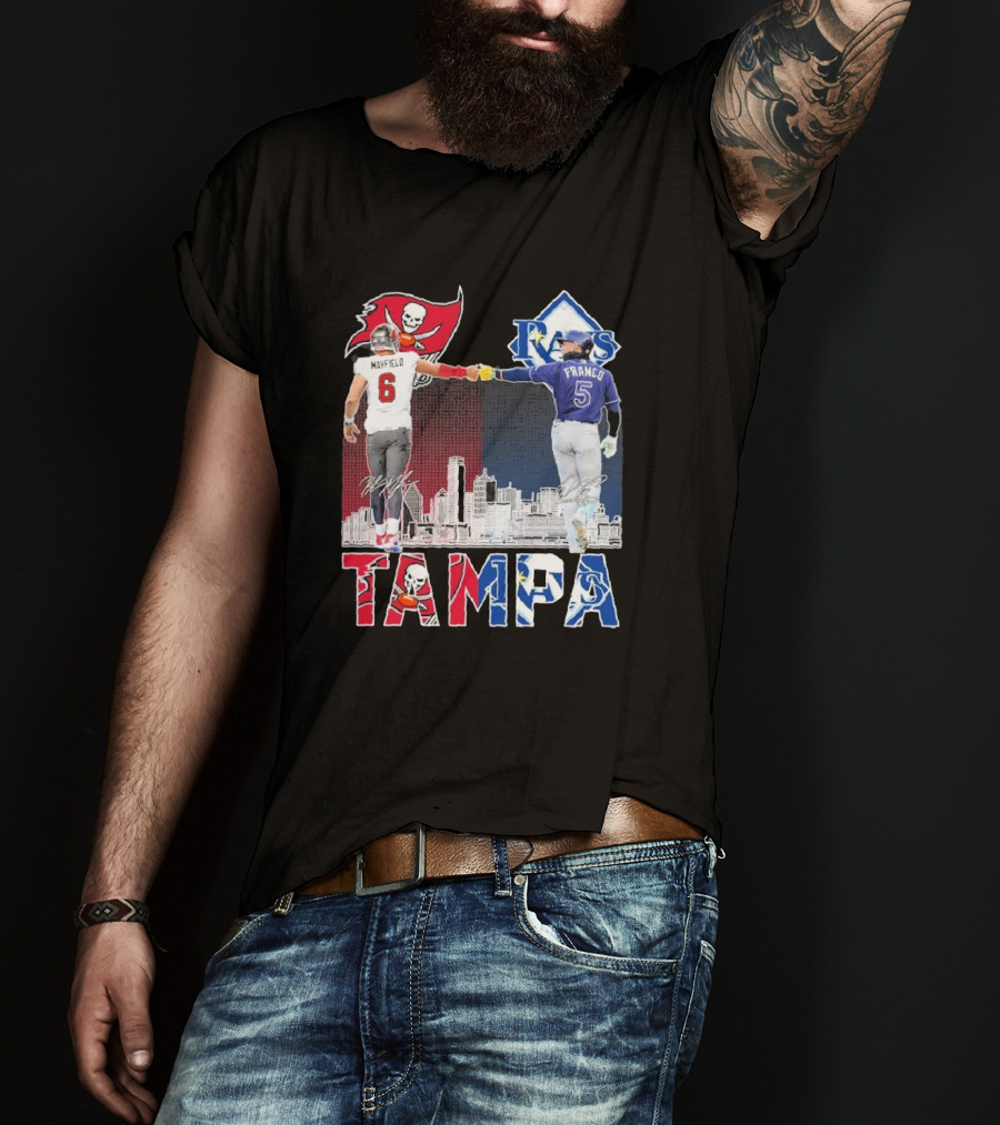 Mayfield 6 Buccaneers Franco 5 Rays Tampa City Collaboration T-Shirt
