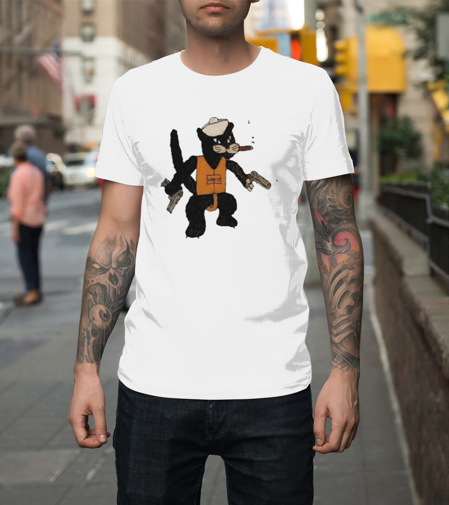 Dylan Cease's Cat Patrol Squadron VPB-71 Vintage Cartoon Panther with Guns and Cigar T-Shirt