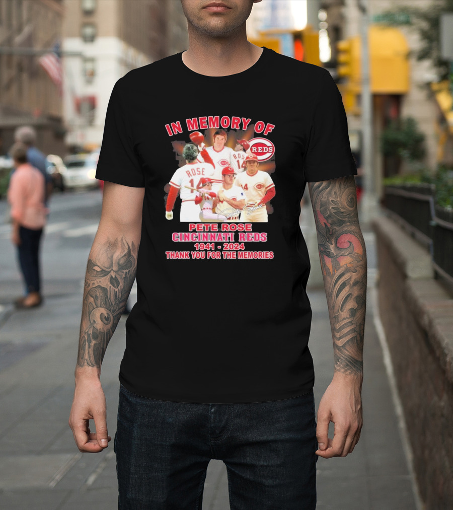 In Memory Of Pete Rose Cincinnati Reds 1941-2024 Thank You For The Memories T-Shirt