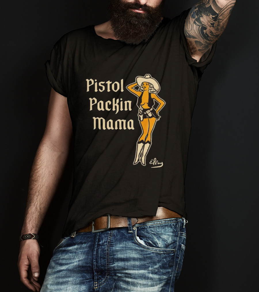 Elrayartist Pistol Packin’ Mama Vintage Cowgirl T-Shirt