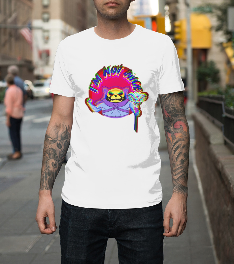 I'm Not Nice Glitch Skull Staff Villain T-Shirt