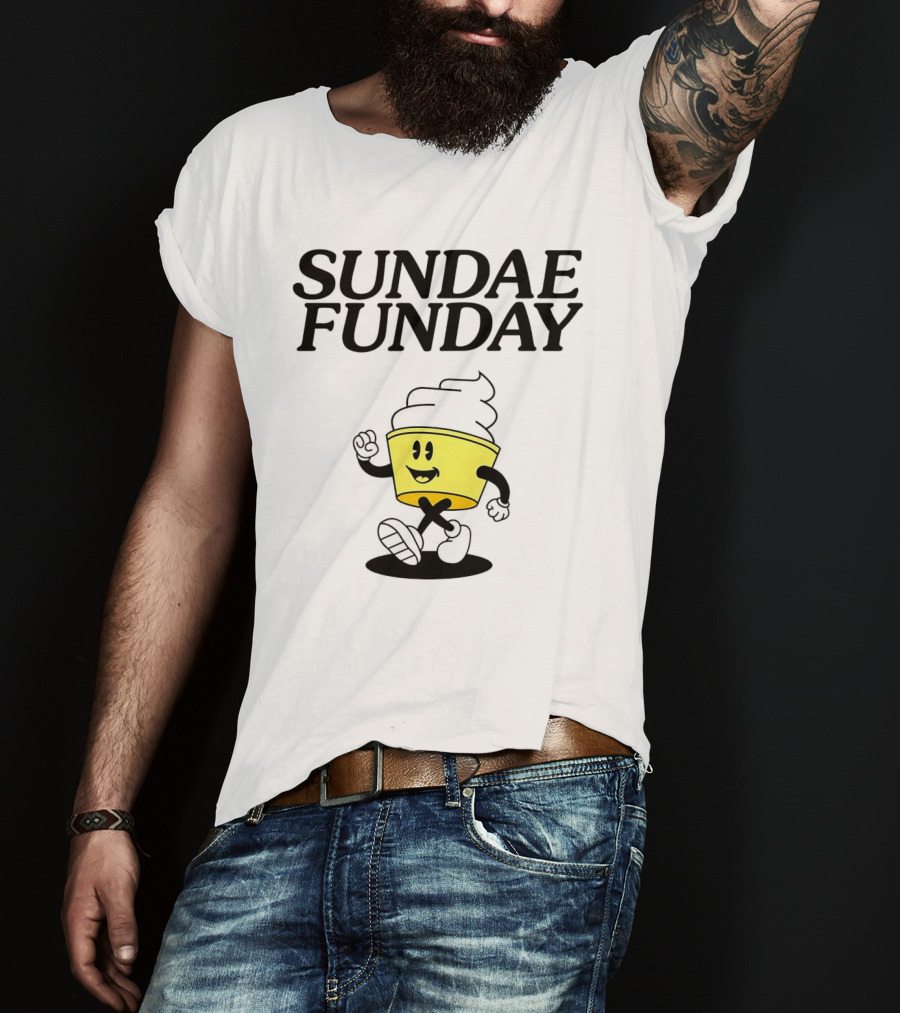 Sundae Funday Smiley Face Walking Ice Cream Cup T-Shirt