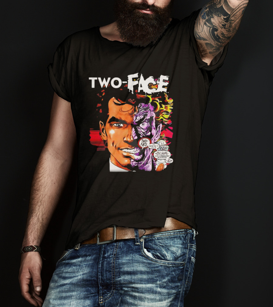 TWO-FACE DC Comics Character Split Face Villain Text Bubble T-Shirt