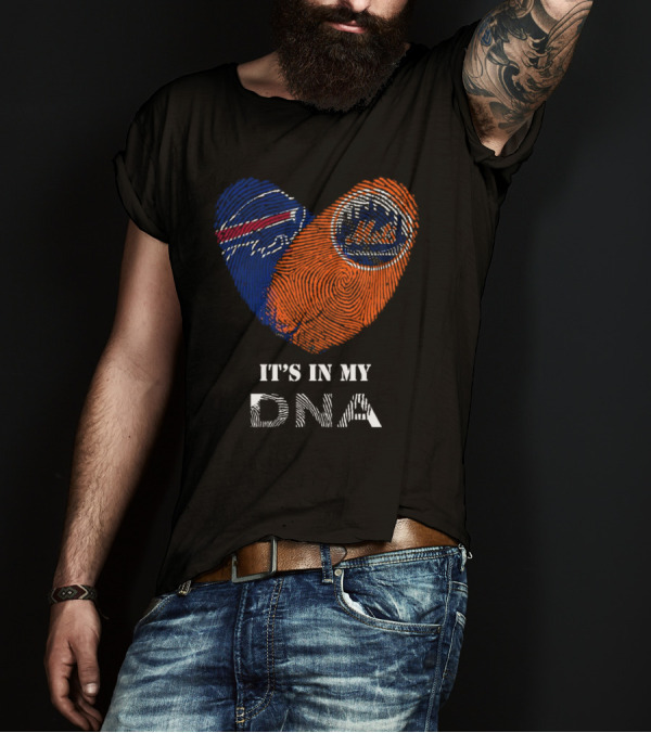 Buffalo Bills New York Mets It's In My DNA Heart T-Shirt