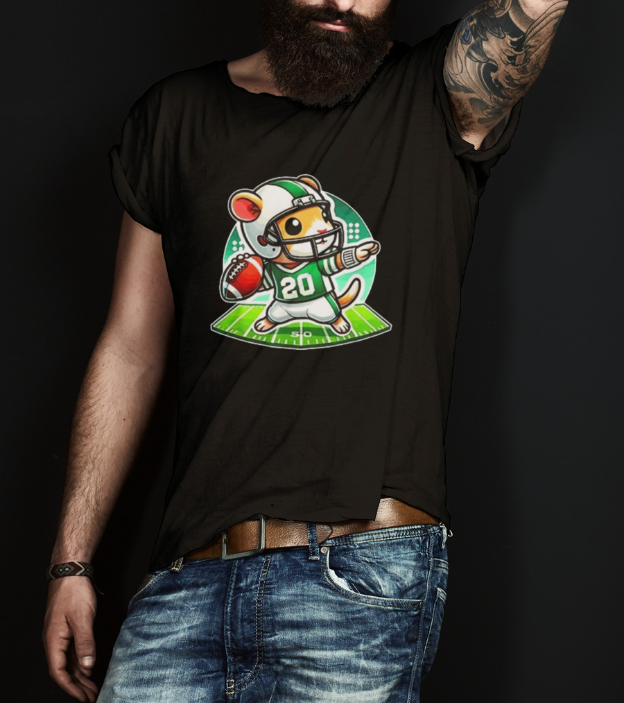 Cute Gerbil Football Quarterback Team Player T-Shirt