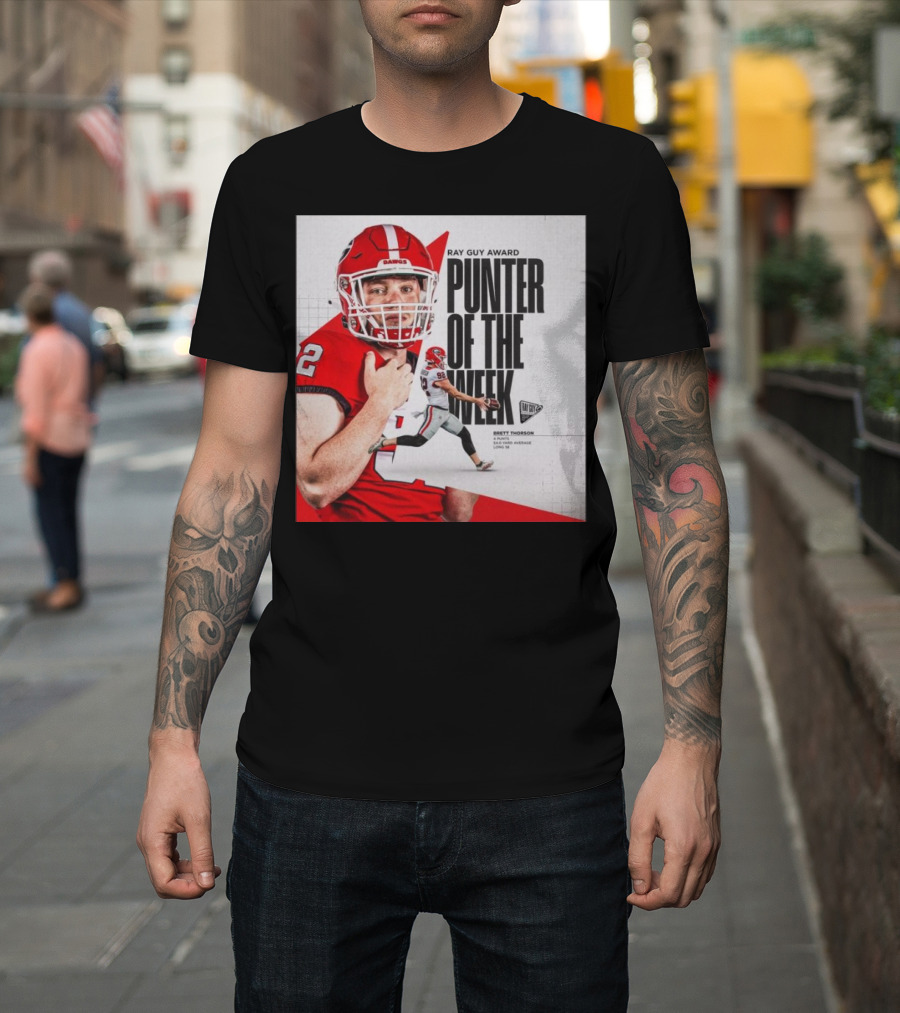 Brett Thorson Ray Guy Award Punter of the Week Football Action Georgia Dawgs T-Shirt