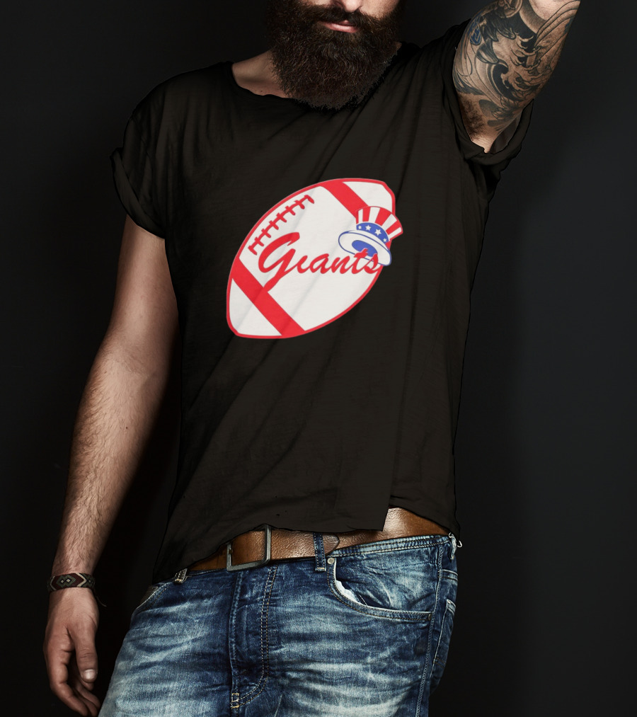 Giants Football Mashup With Yankees Hat NFL X MLB Collaboration T-Shirt