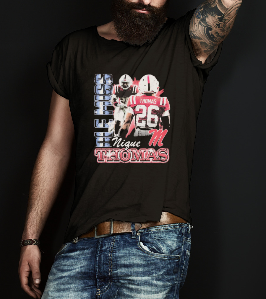 Ole Miss Rebels Domonique Nique Thomas 26 Football 90s T-Shirt