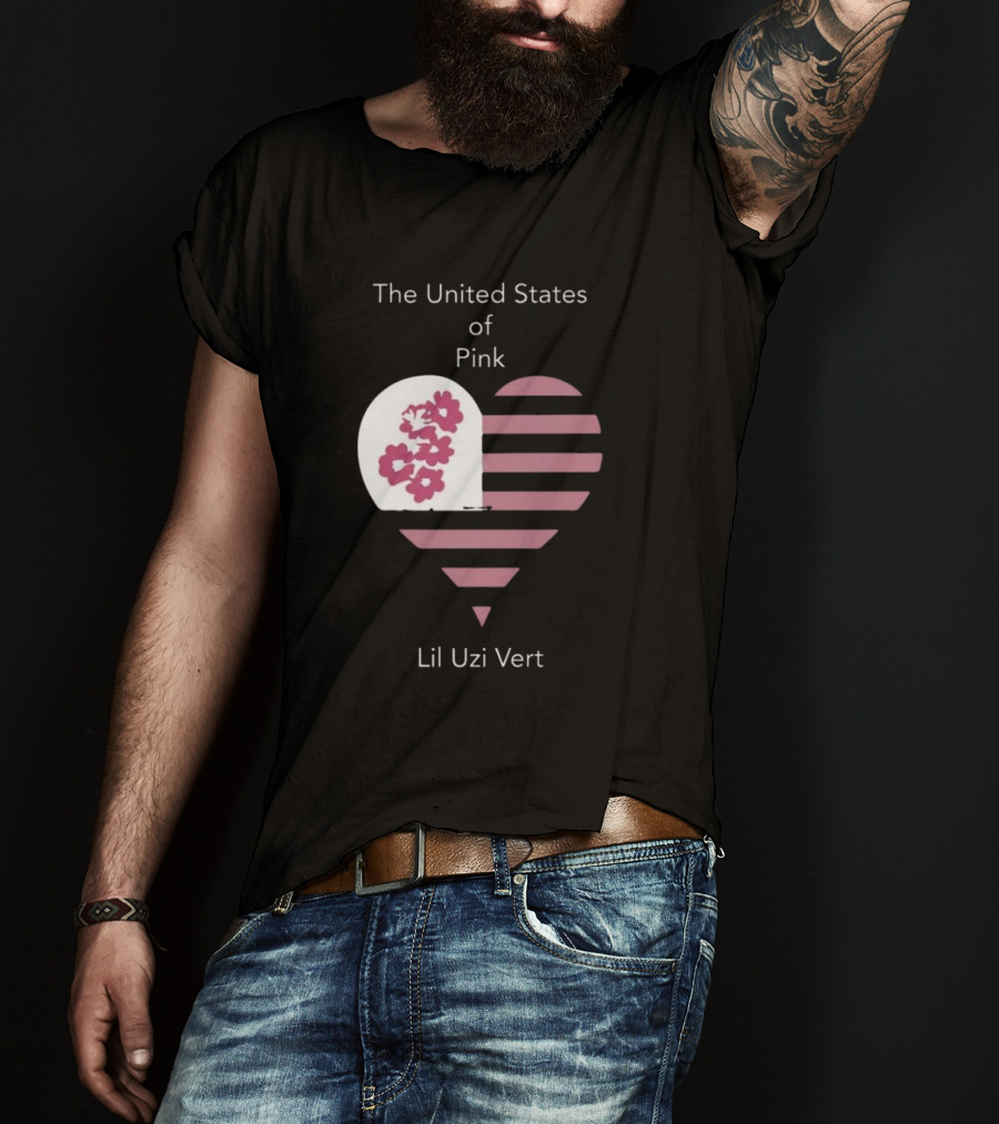 Lil Uzi Vert Heart Pink Stripes Flowers United States Of Pink T-Shirt