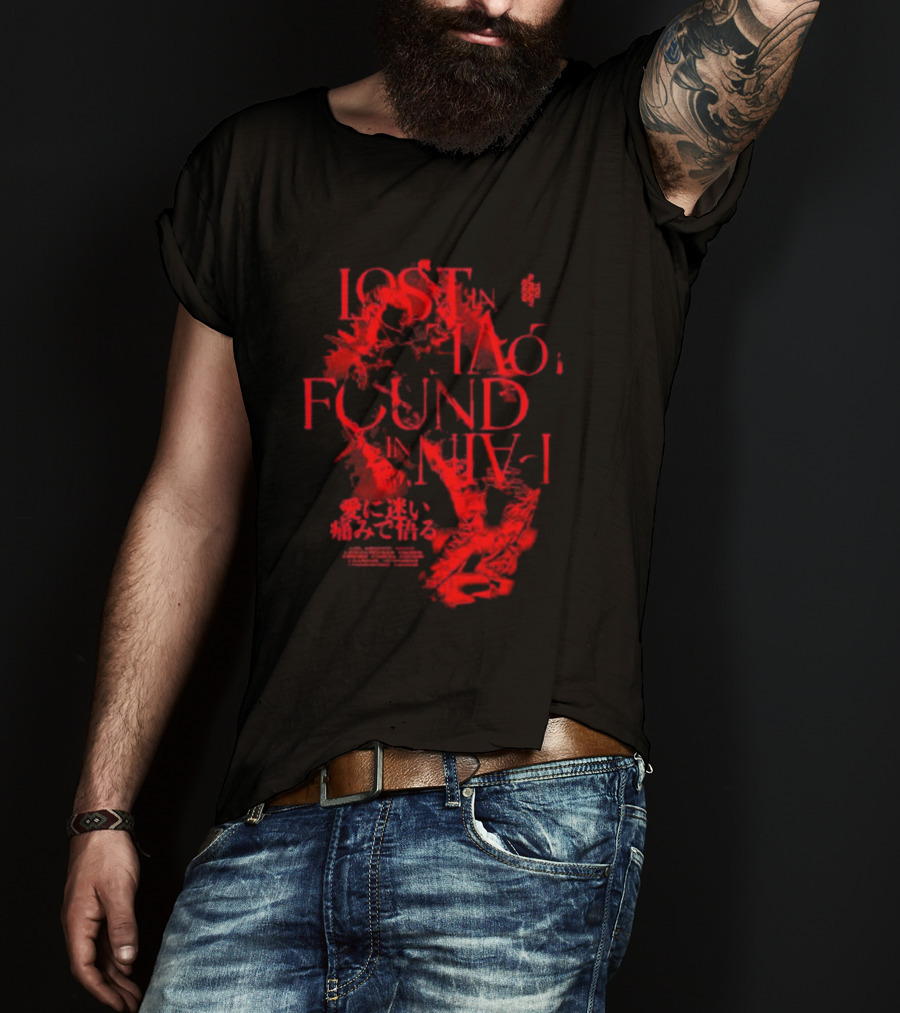 Miyavi Red Text Lost In Love, Found In Pain Pigment Dye T-Shirt