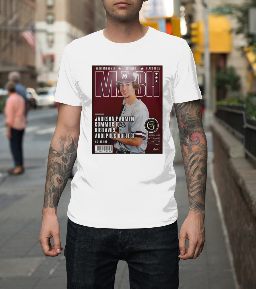 Jackson Paumen Commits to Gustavus Adolphus College Class of ’25 Mash Baseball T-Shirt