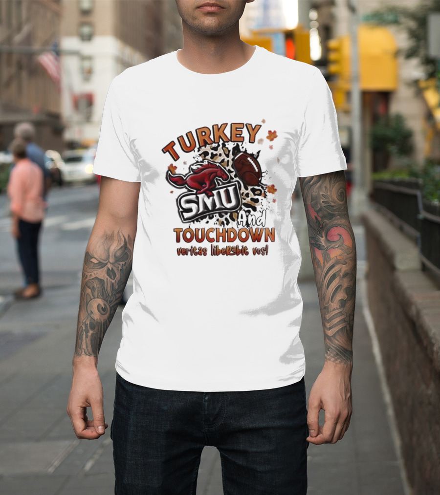 SMU Mustangs Turkey Touchdown Veritas Liberabit Vos T-Shirt