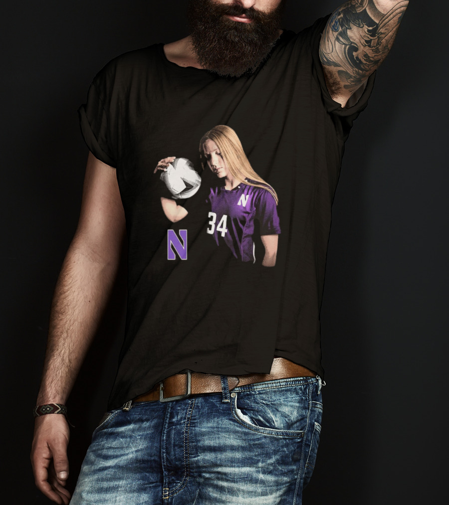 Ava Goodwin Northwestern Soccer Number 34 Spotlight T-Shirt